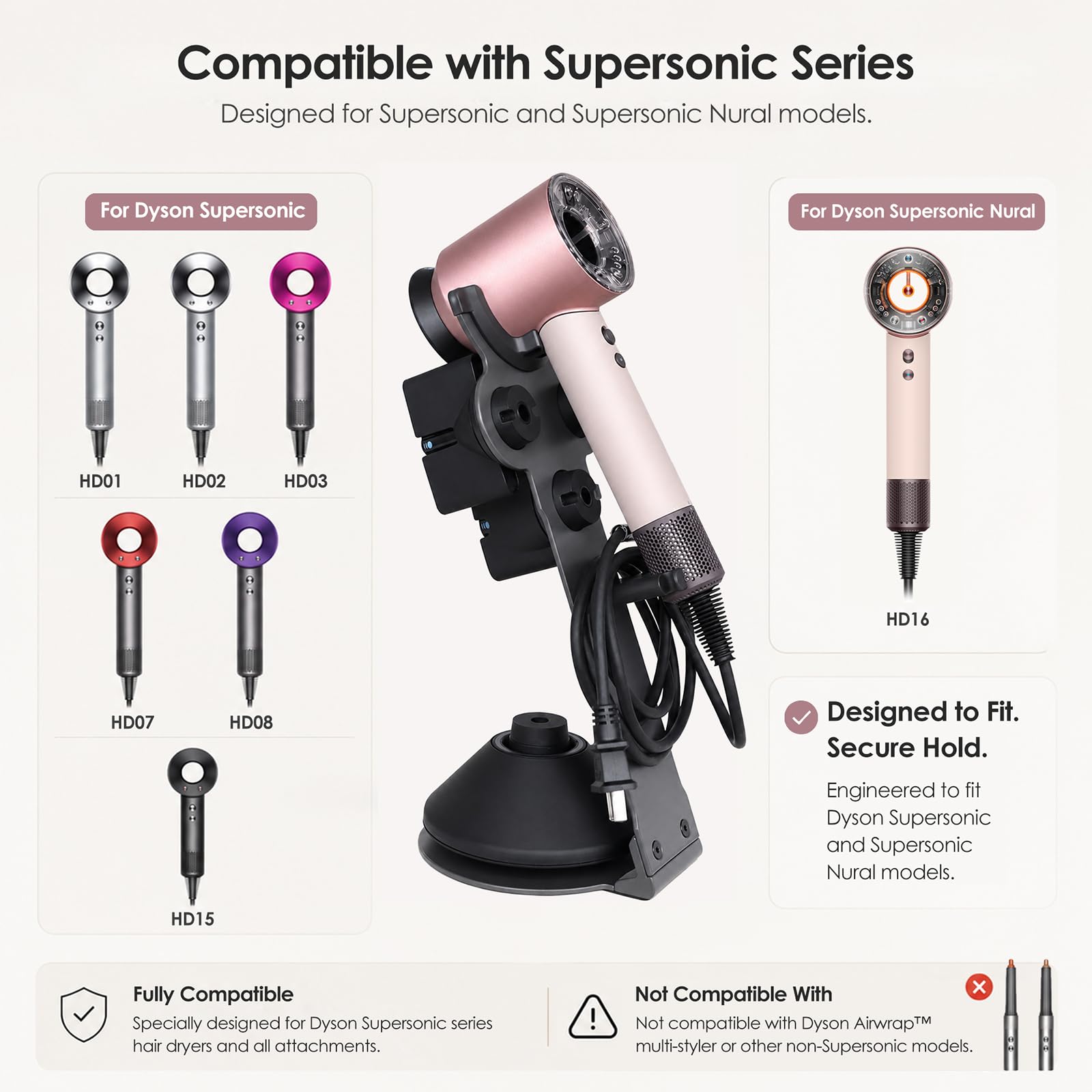 Amazon.com: CATOOMUU Grey Hair Dryer Stand Holder for Dyson
